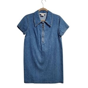 GRASS RAGGS x VINTAGE 90's denim short sleeve zipper dress mini dress size L